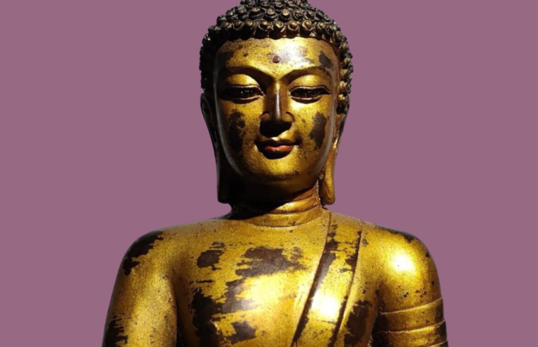 Buddhismus Rosenheim Plum Village Thich Nath Hanh Meditation Achtsamkeit Buddha Shakyamuni Statue, tibetischer Stil, Gold