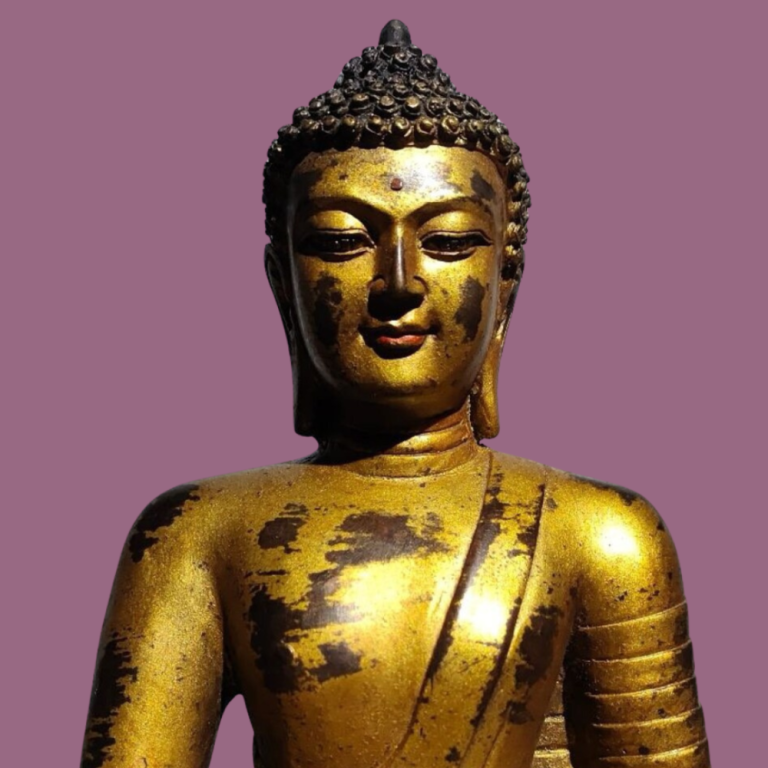 Buddha Shakyamuni Statue, tibetischer Stil, Gold 